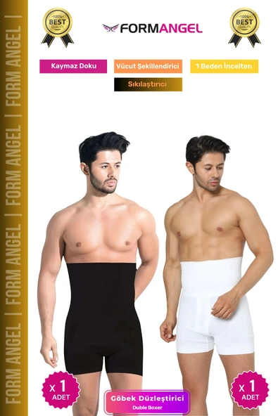 #BoxerKorse Göbek Düzleştirici Bel Basen Toparlayıcı Sıkılaştırıcı Duble Erkek Boxer Korse 2'li Set ürün görseli 1