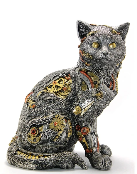 Steampunk Polyester Kedi Figürü Model 2 ürün görseli 1