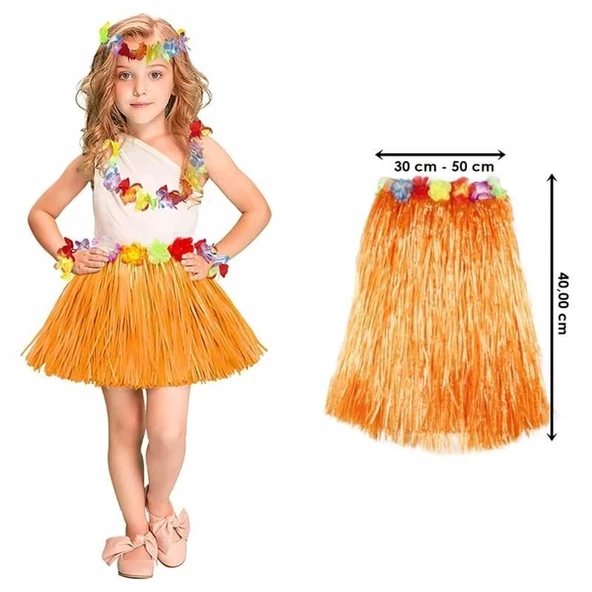 Hawaii Hula Eteği Turuncu Renk 40 cm ürün görseli 1
