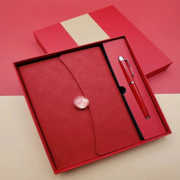 Promosyon Defter Kalem Seti Kırmızı Renk ürün görseli 1