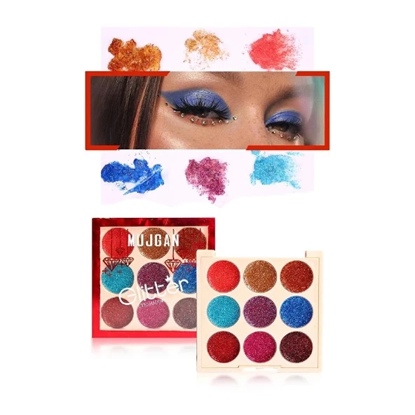 9 Renk Glitter Diamond Far Paleti - 2'li Set - Resim 4
