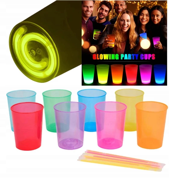 Karanlıkta Yanan Mega Glow Bardaklar 8 Adet ürün görseli 1