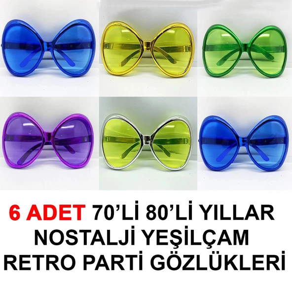 Yeşilçam Retro Parti Gözlükleri 6 Adet ürün görseli 1