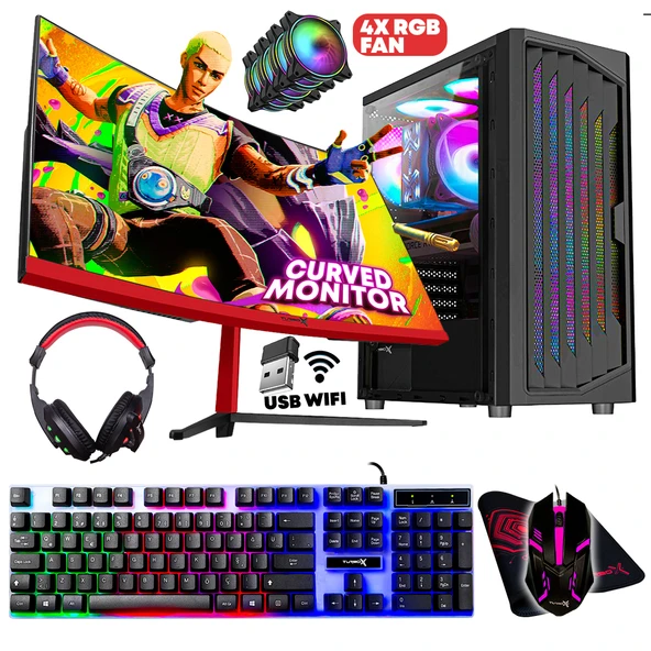 Turbox Xenon i7 860 16GB Ram 256GB SSD 4GB GT740 23.6 inç Curved Monitör Oem Paket ürün görseli 1
