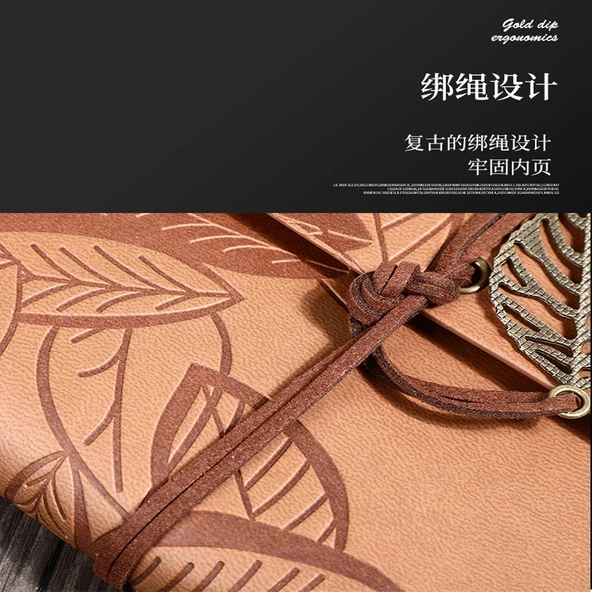 Deri Yaprak Desenli Defter - Resim 4