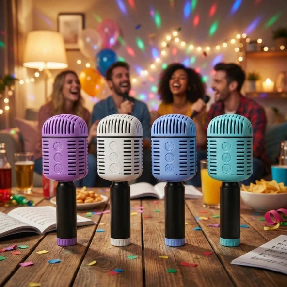 Kablosuz Hoparlörlü Karaoke Mikrofonu ürün görseli 1