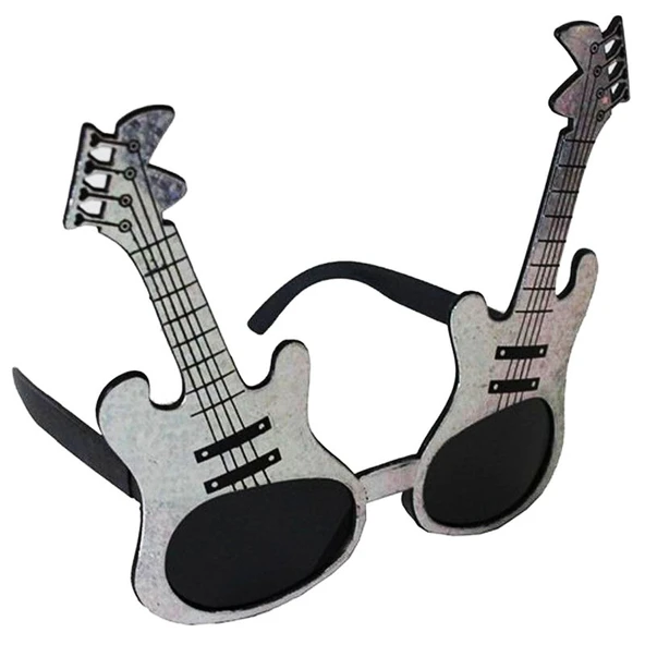 Gümüş Renk Gitar Şekilli Parti Gözlüğü ürün görseli 1