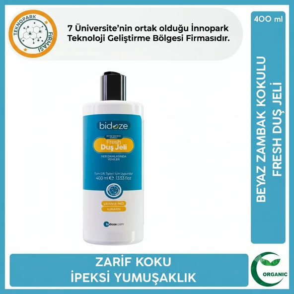 Bidoze Fresh Beyaz Zambak Kokulu Duş Jeli 400 Ml | Lavanta Yağı Özlü Nemlendirici Vücut Şampuanı ürün görseli 1