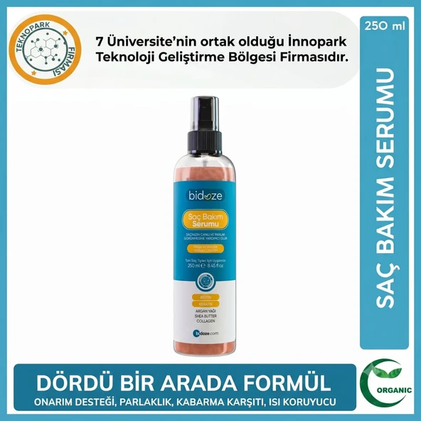 Bidoze Besleyici Onarıcı Yoğun Saç Bakım Serumu 250 ML | Argan Keratin Biotin Kolajen ürün görseli 1