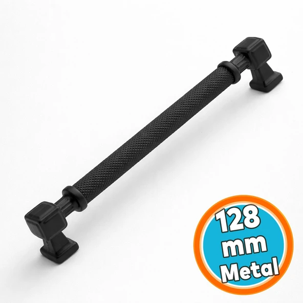 Metal Kulp 128 mm Mat Siyah Mobilya Çekmece Mutfak Dolabı Dolap Modern Kapak Kulpları ürün görseli 1