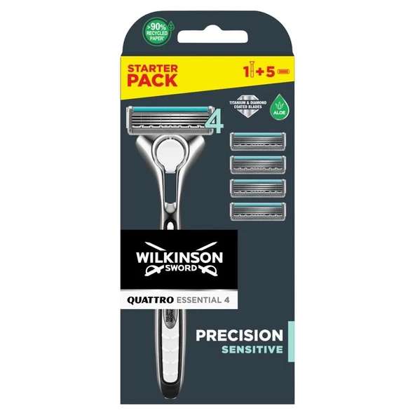 Wilkinson Sword Quattro Tıraş Bıçağı 1 Sap + 5 Yedek Kartuş ürün görseli 1