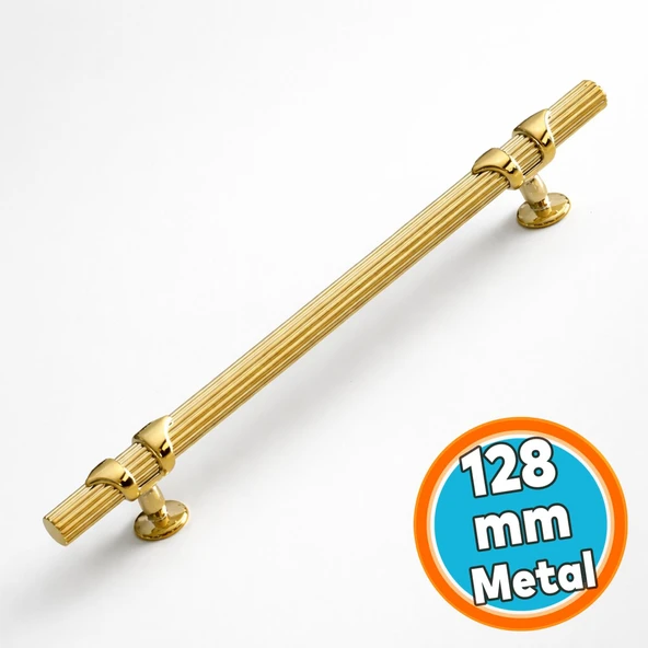Metal Kulp Çekmece Mobilya Mutfak Dolabı Dolap Kapak Kulpları Kulbu Kulpu 128 mm Gold Altın ürün görseli 1