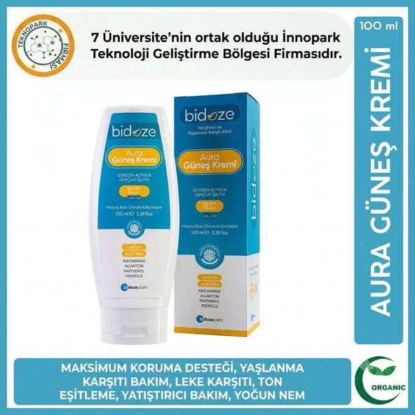 Bidoze Aura Yatıştırıcı & Anti Aging Etkili Güneş Kremi 100 ML | Leke Karşıtı ve Onarıcı Bakım ürün görseli 1