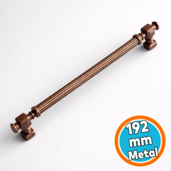 Mobilya Mutfak Çekmece Dolap Kulpu Kulbu Kulpları Eskitme Antik Bakır Çizgili Metal 192 mm ürün görseli 1