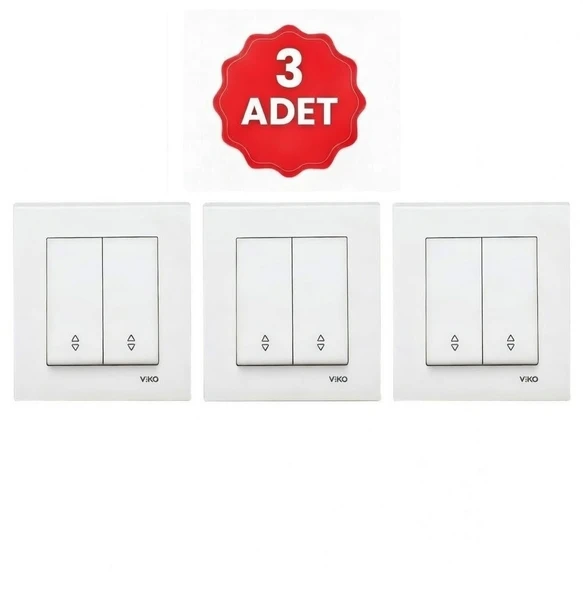 Viko Karre 3 Adet Beyaz Komütatör Vavien Anahtar+Çerçeve Elektrik Anahtarı Seti ürün görseli 1