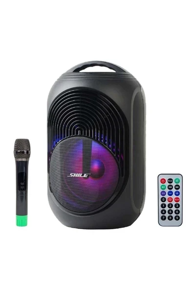 SL-2018A El Mikrofonlu-Kumandalı USB/SD/BT Işıklı Taşınabilir Şarjlı Seyyar Anfi ürün görseli 1