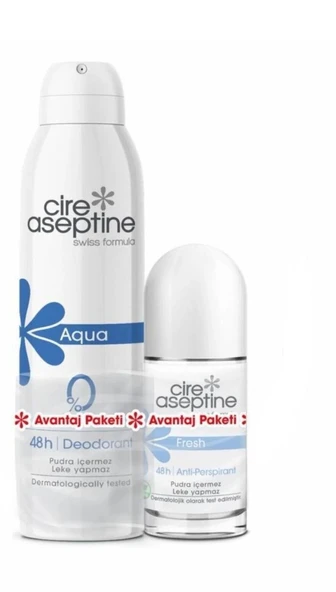 CİRE ASEPTİNE AQUA DEODORANT + FRESH ROLL-ON AVANTAJ PAKETİ ürün görseli 1