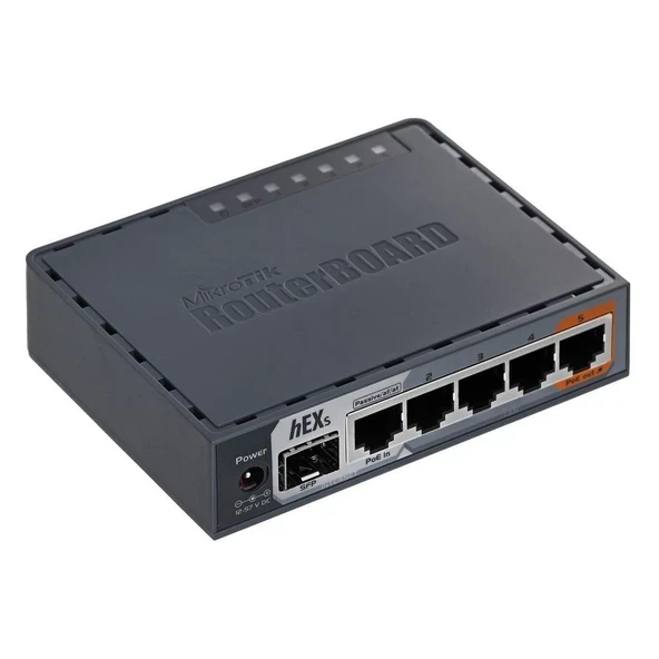 Mikrotik hEX S RB760iGS Yönlendirici 5X Gigabit Ethernet, SFP, Çift Çekirdekli 880MHz CPU ürün görseli 1