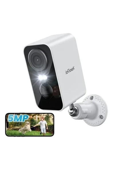 ieGeek Kablosuz Pille Çalışan Wifi Güvenlik Kamerası 5mp White Cam ürün görseli 1