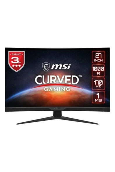 MSI 27" G272C 1920x1080 (FHD) CURVE 1000R VA 170HZ 1MS FREESYNC PREMIUM  GAMING MONITOR ürün görseli 1