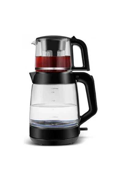 Glass Tea Xl 2 In 1 Cam Çay Makinesi Shiny Black ürün görseli 1