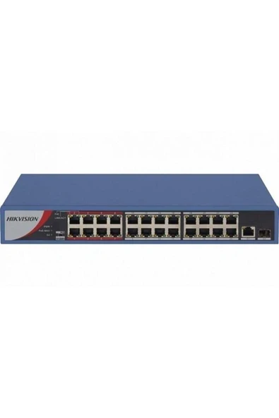 24port 370w FULL PoE DS-3E0326P-E(C) 10/100 2X UPLINK-2X SFP Yönetilemez Switch RackMount ürün görseli 1