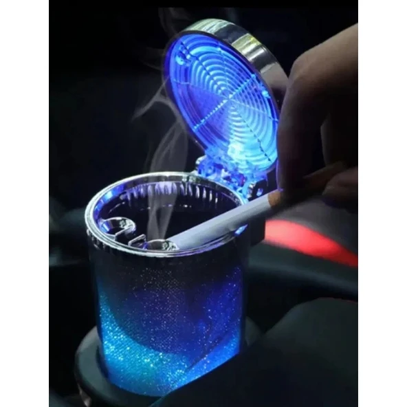 Araç İçi Oto Kokusuz Küllük RGB Işıklı Kapaklı ürün görseli 1