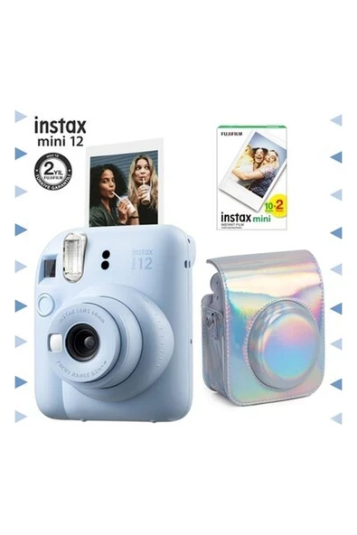 Fujifilm Instax Mini 12 Mavi  Fotoğraf Makinesi-20'li Film ve Parlak Kılıf Seti ürün görseli 1