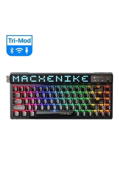 Machenike KT68 Pro Tri-Mode Yellow Switch LCD Rgb Siyah Ingilizce Gaming Klavye ürün görseli 1