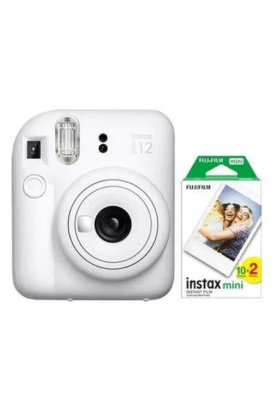 Instax Mini 12 Beyaz Fotoğraf Makinesi ve 20'li Mini Film ürün görseli 1