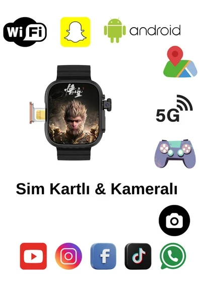 HW S10 CALL 5G Android AMOLED Ekran GPS, NFC, Kamera Yapay Zeka Destekli Akıllı Saat BTK Kayıt ürün görseli 1