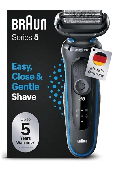 Braun Yeni Seri 5 B1000S Kablosuz Tıraş Makinesi, Autosense, Easyclean, Easyclick, Islak & Kuru ürün görseli 1