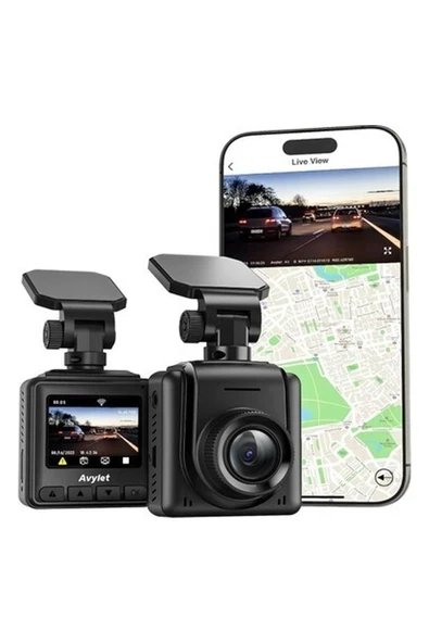 Avylet 2k Dashcam Araba Kamerası, Wi-Fi, Harici Gps Modülü, IPS Ekran, Ultra Gece Görüşü ürün görseli 1