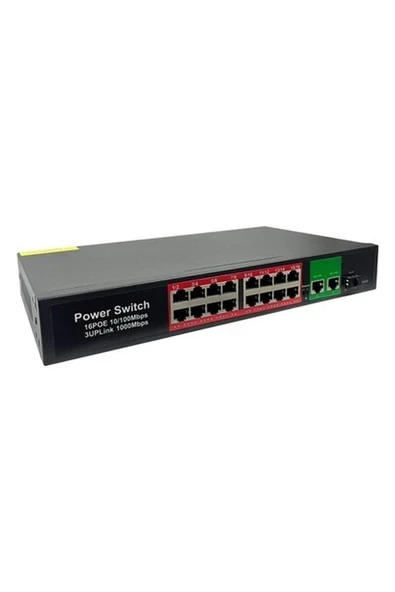 Rose VATANPR-1630G 16+3 Port 10/100/1000 Poe Switch ürün görseli 1
