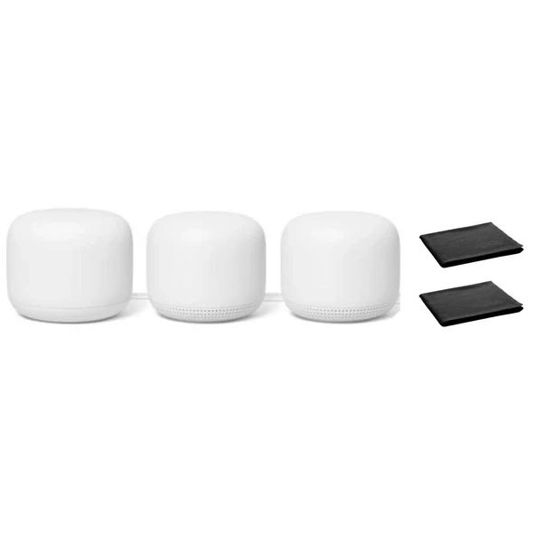 Google Nest WiFi Mesh Yönlendirici (AC2200), 2 Noktalı, Yerleşik Google Asistan, 3'lü Paket, Kar - 5400 Ft Kareye Kadar Tüm Ev Kapsama Alanı, Çoklu 4K Strea... ürün görseli 1