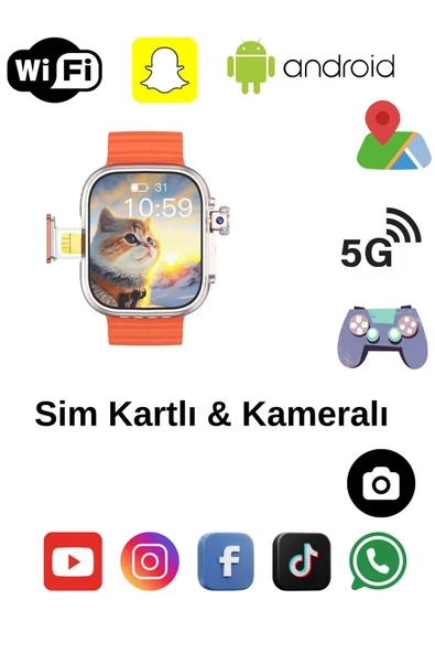 HW S10 CALL 5G Android AMOLED Ekran GPS, NFC, Kamera Yapay Zeka Destekli Akıllı Saat BTK Kayıt ürün görseli 1