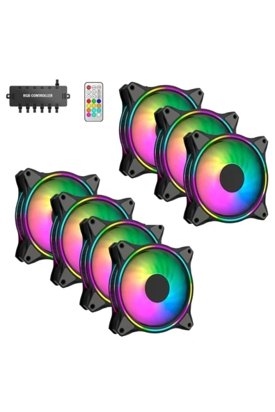 Air Turbine 7X120MM 7'li Argb Pro Fan Seti Kit Kasa Fanı (Kontrolcülü ve Kumandalı) ürün görseli 1