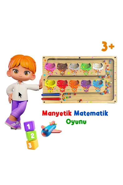 TİNEKE Manyetik Eğitici Renkli Sayma  Eşleştirme Labirenti Eğitim Oyuncağı  Ahşap Montessori Oyunu Dondurma ürün görseli 1