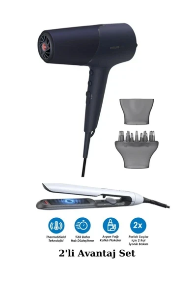 5000 Series BHD510 2300W Saç Kurutma Makinesi - BHS520 İyonlu Seramik Saç Düzleştirici 2'li Set ürün görseli 1