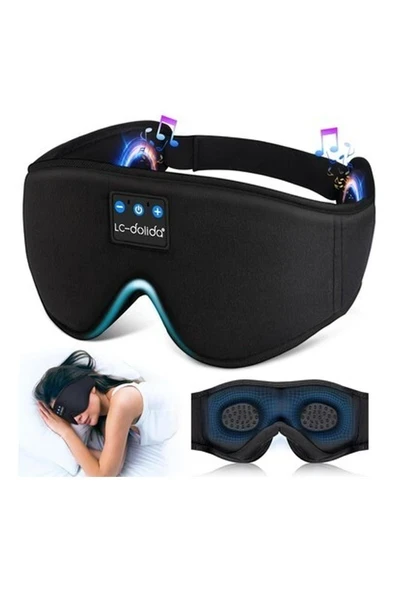 Lc-Dolida 3D Uyku Maskesi - Bluetooth Kablosuz Müzik - Siyah ürün görseli 1