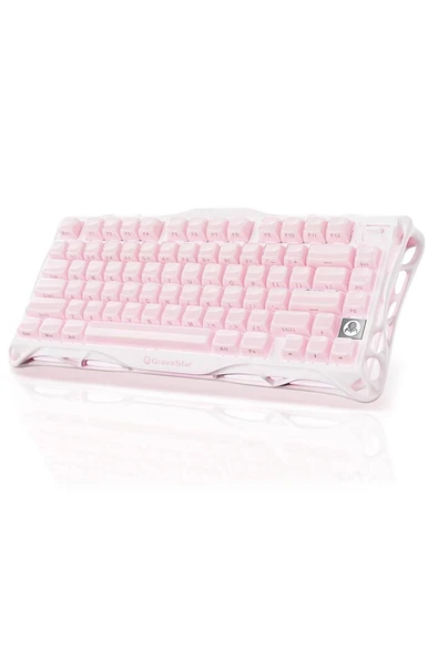 Mercury K1 RGB Kablosuz Mekanik Gaming Klavye, Alüminyum Çerçeveli, İngilizce Q, Pembe ürün görseli 1