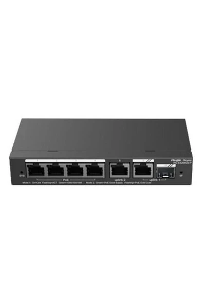 Ruıjıe 4port RG-ES206GS-P Gıgabıt 1-Uplınk 1-Sfp 54W Full Poe Cloud Yonetılebılır Desktop Swıtch ürün görseli 1