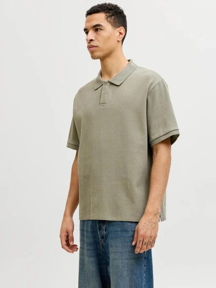 Jack&jones 12287988 Yakali Fitilli Erkek Tshirt - Haki ürün görseli 1