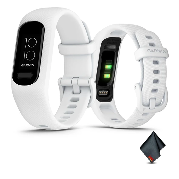 Garmin vívosmart 5, Fitness Tracker, Long-Lasting Battery, Simple Design, White Sche with Microfiber Temizlik Kumaş ürün görseli 1