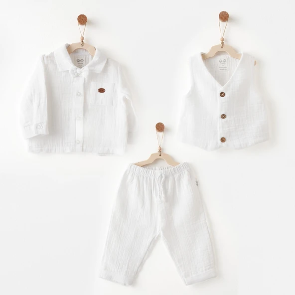 Erkek Bebek Takım 3 Parça Set Muslin ANW-AC26553 ürün görseli 1