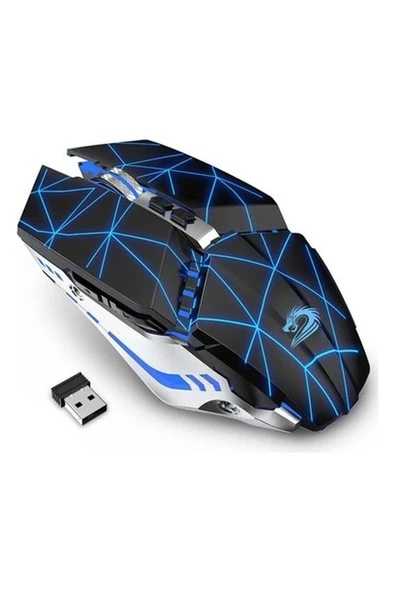 Tenmos T12 Kablosuz Oyun Mouse Şarj Edilebilir, 2.4g Sessiz Optik - Yıldızlı Siyah ürün görseli 1