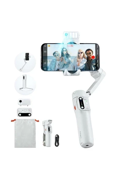 Hohem Isteady V3 Yapay Zeka Takip Sensörlü Beyaz Telefon Gimba ürün görseli 1