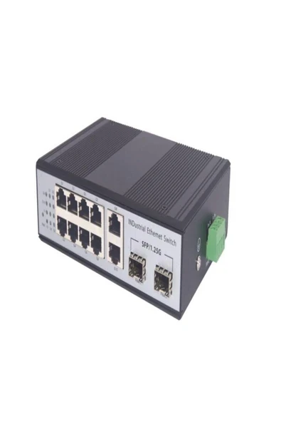 Spacenet 8 Port 10/100/1000+2 Sfp Fiber +2 Uplink Endüstriyel POE Switch ürün görseli 1