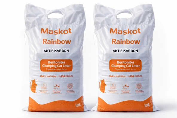 MASKOT RAİNBOW BENTONİT AKTİF KARBON TANECİKLİ  KEDİ KUMU 10 LT  2 ADET ürün görseli 1