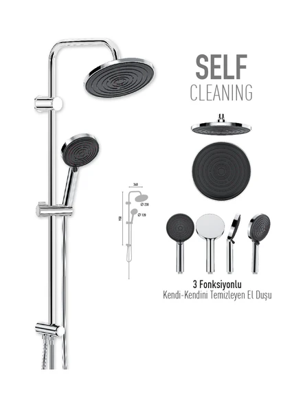 Valtemo VS-2903 Selfio Rain Duş Seti - Resim 2